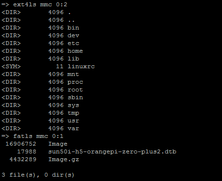 u-boot fat16 ext4