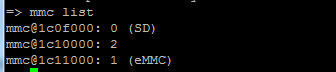 u-boot mmc list